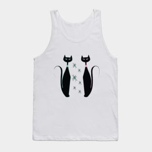 Mid Mod Pink and Turquoise Kitties Tank Top